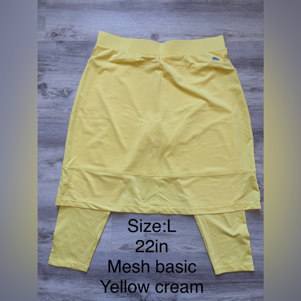 Yellow Active Skirt Set with Built-In Leggings